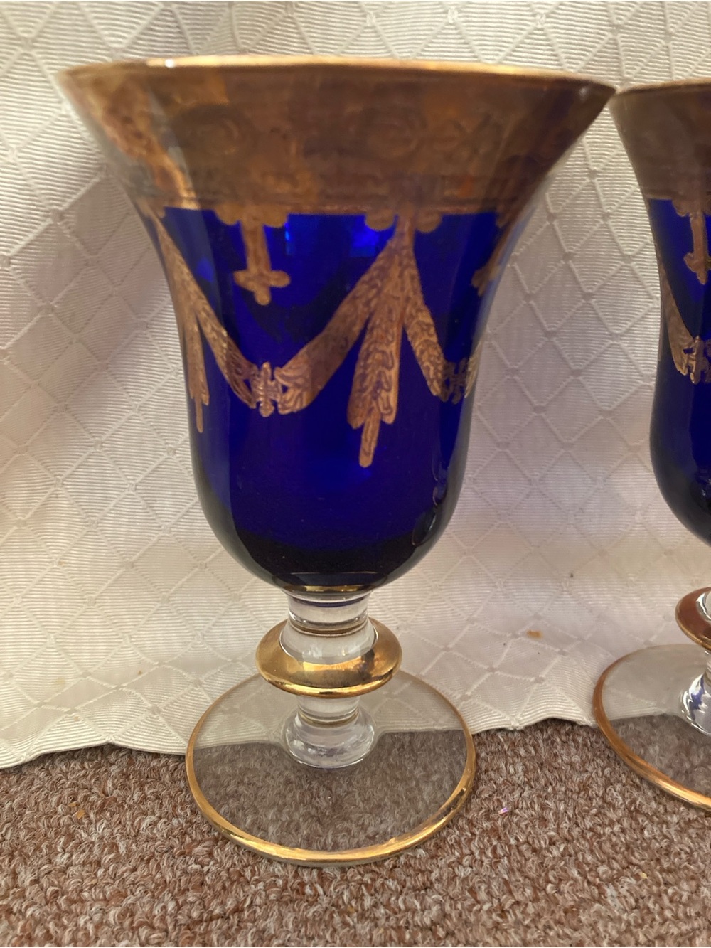 Royal VTG bohemian crystal goblets glasses 24k gold "Medici" set of 4 MCM
